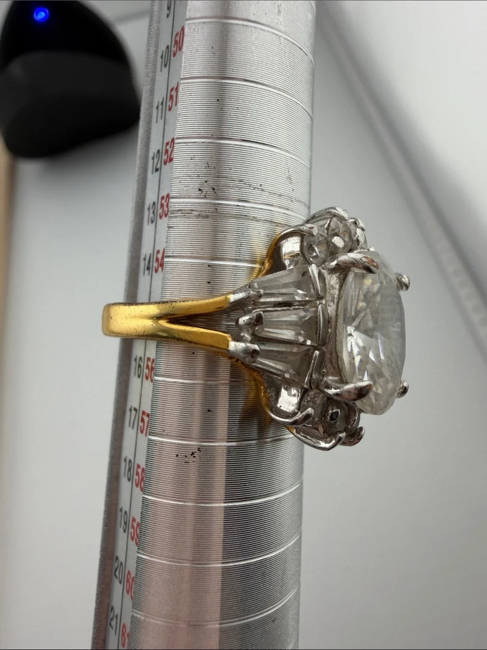Vintage Clear Crystal Statement Ring in Silver tone